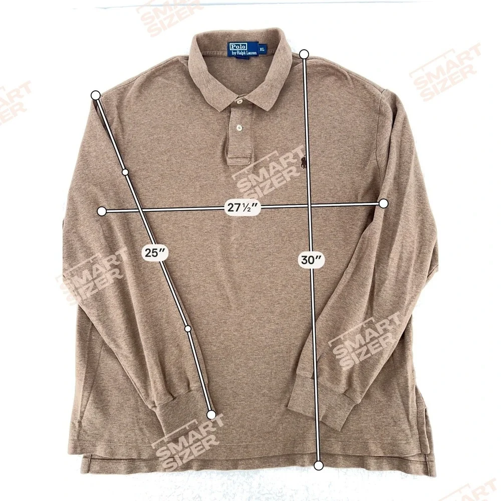 Polo Ralph Lauren Long Sleeve‎ Polo Mens XL Brown Cotton Pique Classic Old Money